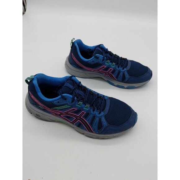 ASICS Gel Venture 7 Lace Up Running Shoes Women SZ 12 Blue Pink Granola Athletic - Picture 10 of 12